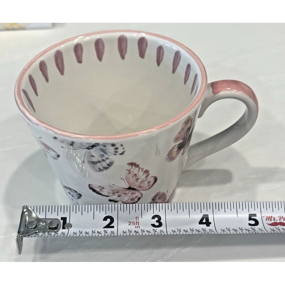 MacKenzie Childs Butterfly Hill Mug Floral Butterfly 8oz New in Box - Picture 3 of 9